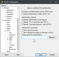 PuTTY Auth Settings PuTTY Auth Settings