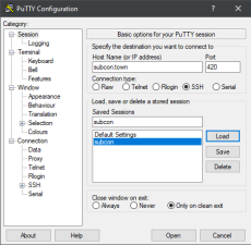 Putty Session Screen Putty Session Screen
